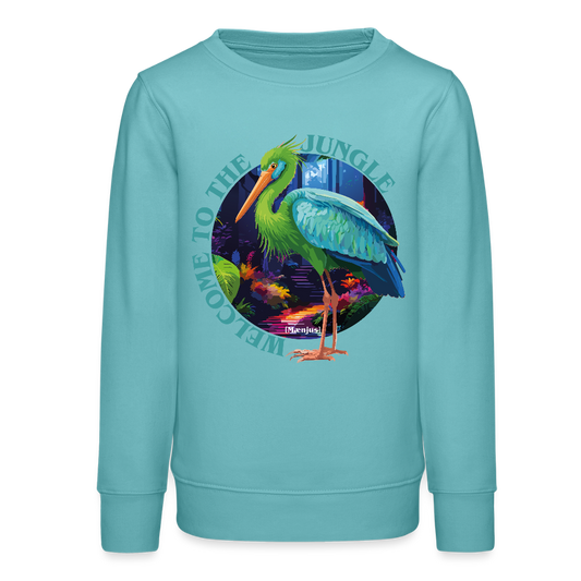MNJS TEENS Bio Sweatshirt mit WELCOME TO THE JUNGLE PRINT - Pastelltürkis