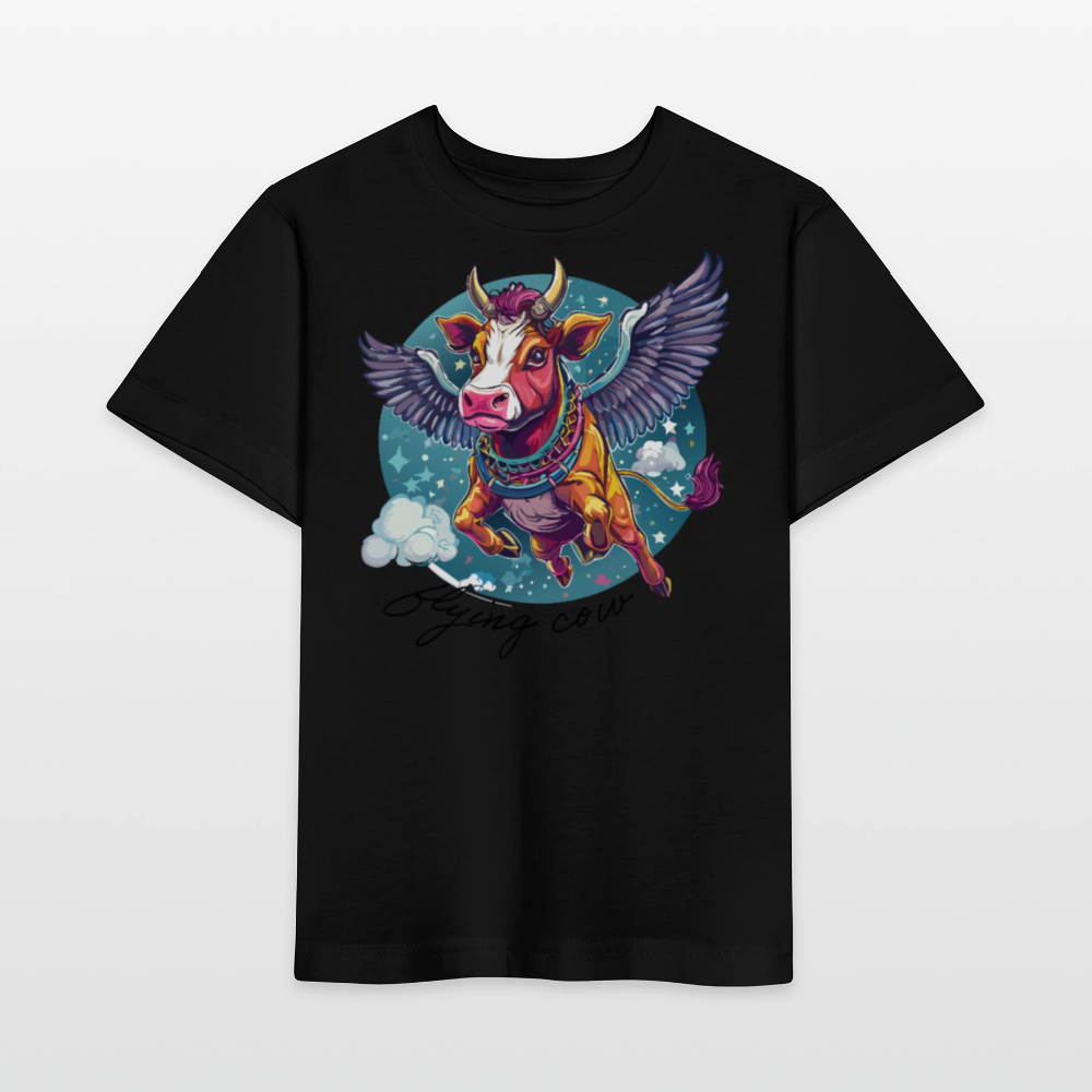MNJS KIDS Bio T-Shirt mit FLYING COW PRINT - Schwarz