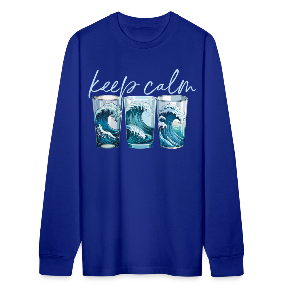 Unisex Bio-Langarmshirt mit KEEP CALM PRINT - Königsblau