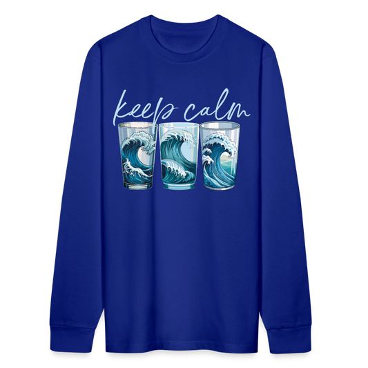Unisex Bio-Langarmshirt mit KEEP CALM PRINT - Königsblau