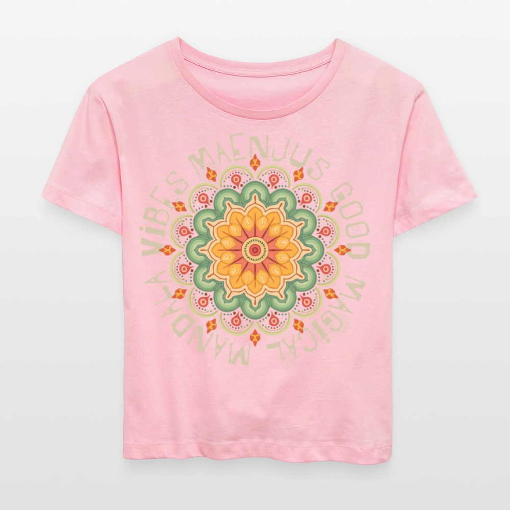 Rundhals Frauen Bio-T-Shirt mit Mandala Vibes PRINT - Hellrosa