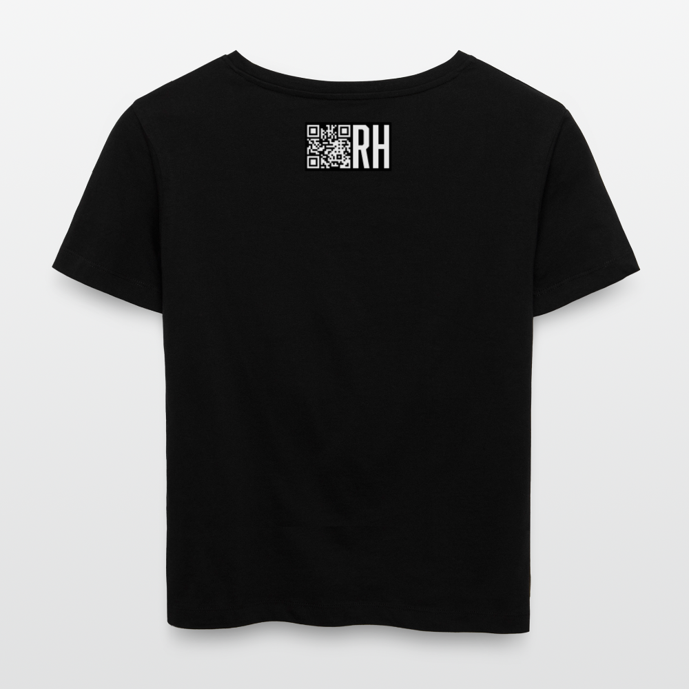 Relaxed Rundhals Frauen Bio-T-Shirt mit STREET ART PRINT - Schwarz