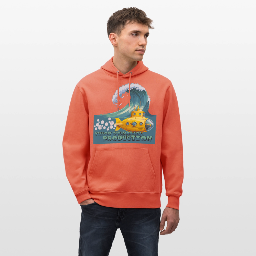 Unisex Bio-Hoodie mit YELLOW SUBMARINE PRODUCTION PRINT - Hellrot