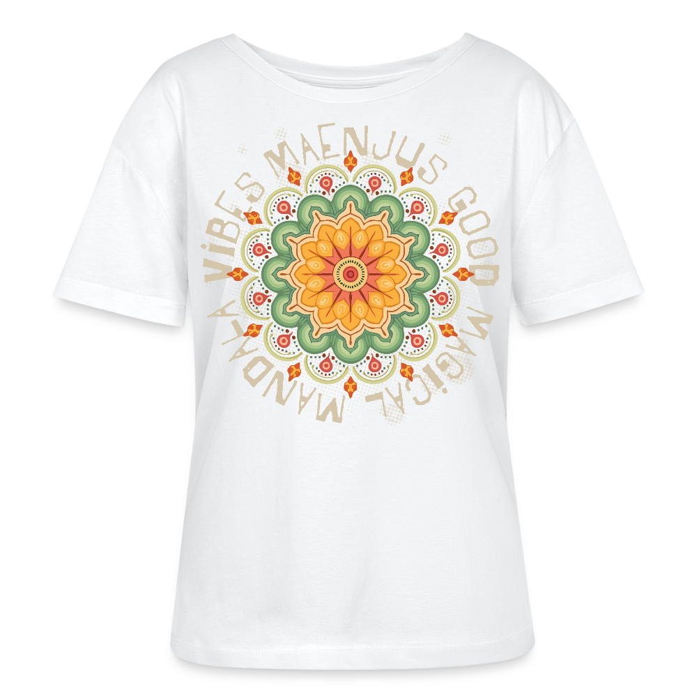 Rundhals Frauen Bio-T-Shirt mit Mandala Vibes PRINT - Weiß