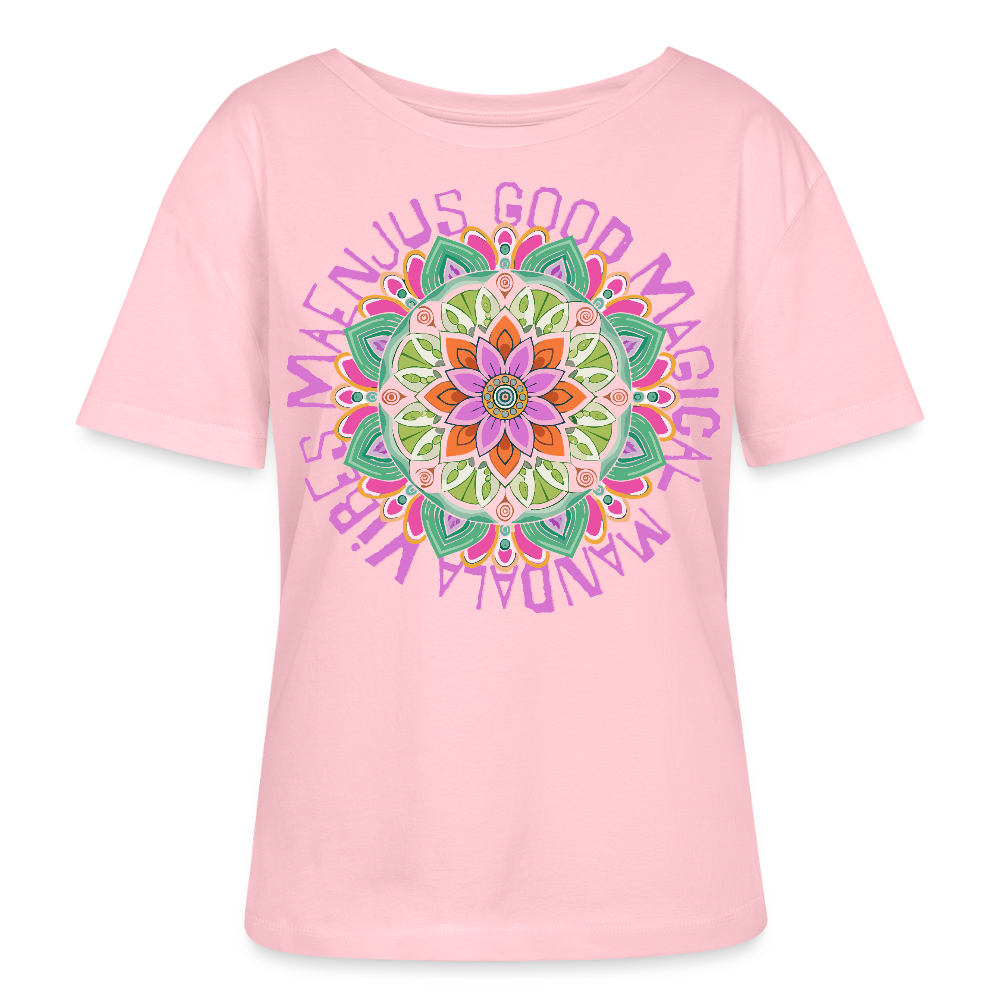 Rundhals Frauen Bio-T-Shirt mit Mandala Vibes PRINT - Hellrosa