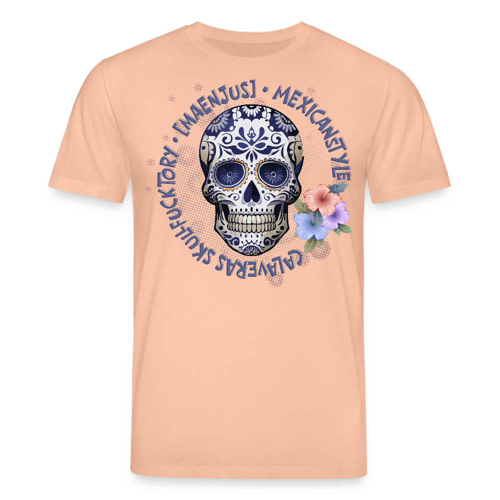 Unisex Bio-T-Shirt mit MAENJUS MEXICANSTYLE PRINT Vorderseite - Pfirsich