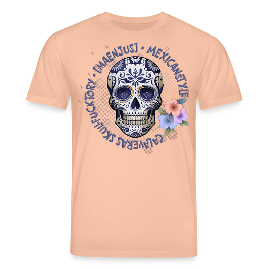 Unisex Bio-T-Shirt mit MAENJUS MEXICANSTYLE PRINT Vorderseite - Pfirsich