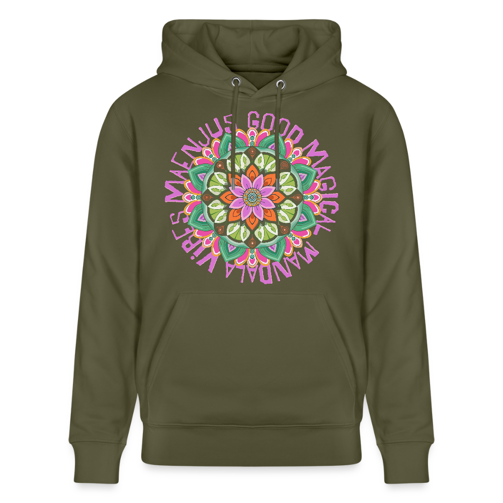 Unisex Bio-Hoodie mit MANDALA VIBES PRINT - Khaki Grün