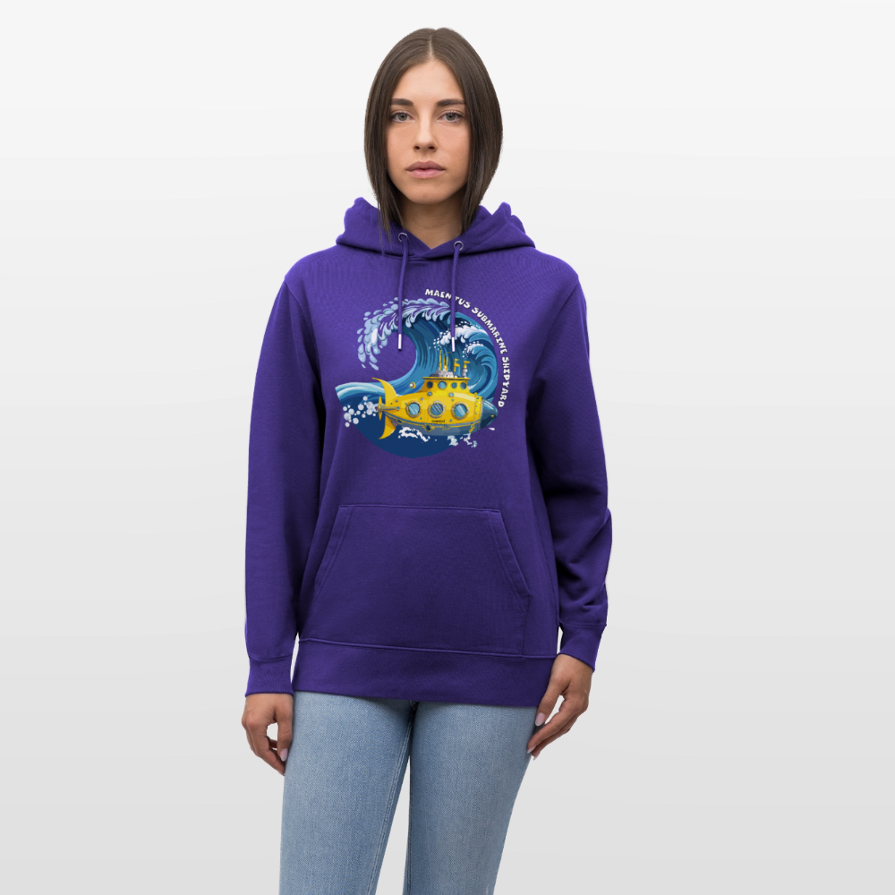 Unisex Bio-Hoodie mit MAENJUS SUBMARINE SHIPYARD PRINT - Purple Love 