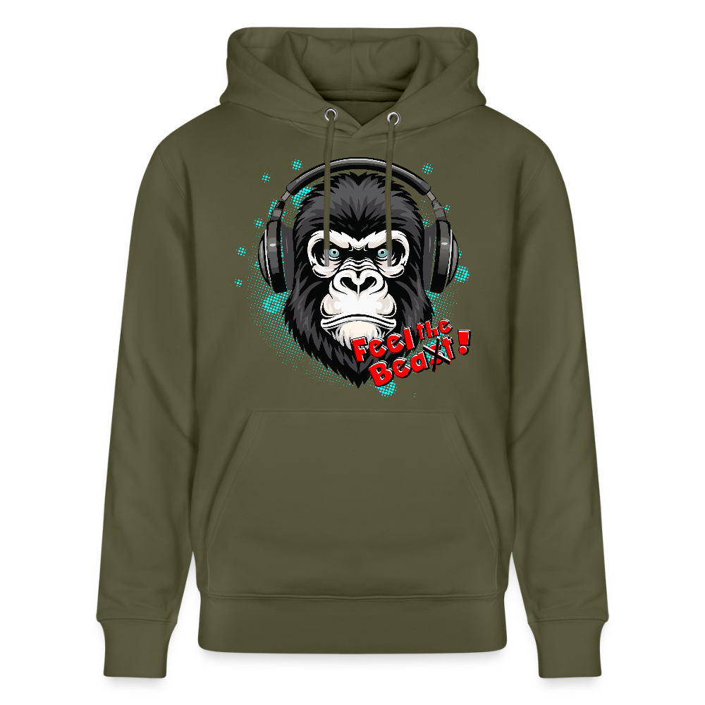 Unisex Hoodie mit FEEL THE BEA(S)T PRINT - Khaki Grün