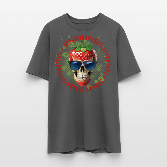 Unisex Bio-T-Shirt mit STRAWBERRY SKULL PRINT Vorderseite - Anthrazit