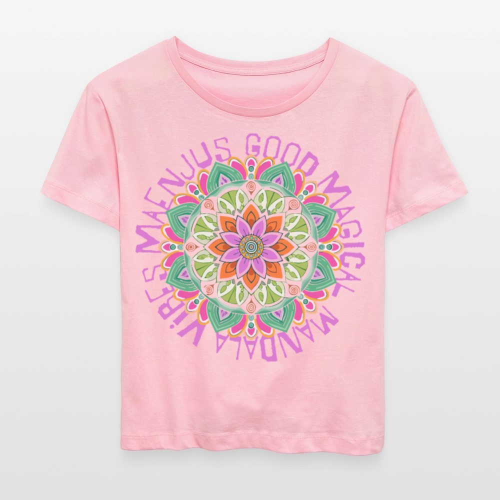 Rundhals Frauen Bio-T-Shirt mit Mandala Vibes PRINT - Hellrosa