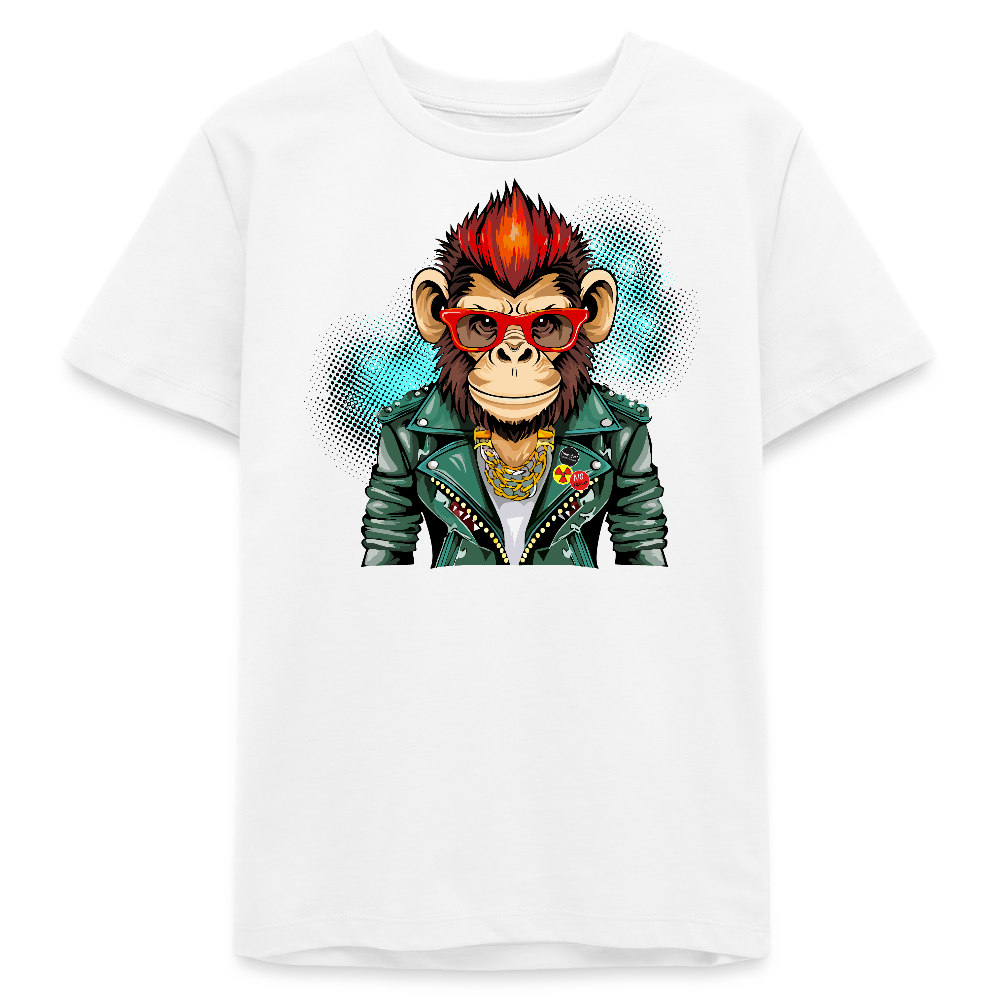 MNJS TEENS Bio T-Shirt mit MONKEY PRINT - Weiß