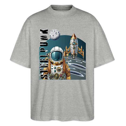 Oversized Unisex T-Shirt mit STEELPUNK PRINT - Grau meliert