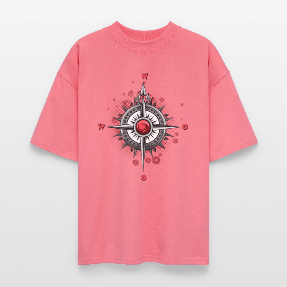 Oversized Unisex T-Shirt mit WINDROSE PRINT - Pink 