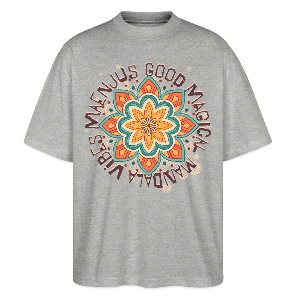Oversized Unisex Bio T-Shirt mit MANDALA VIBES PRINT - Grau meliert