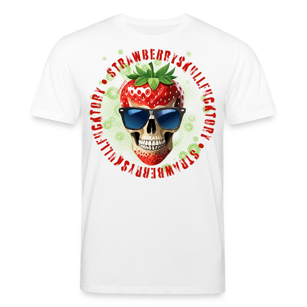 Unisex Bio-T-Shirt mit STRAWBERRY SKULL PRINT Vorderseite - Weiß