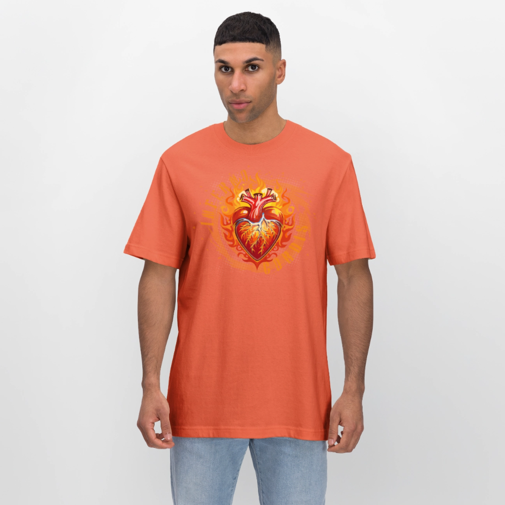 Unisex Bio-T-Shirt mit FEUERHERZ ORANGE PRINT - Hellrot