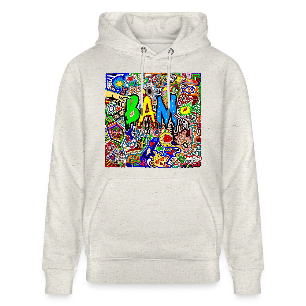 Unisex Bio-Hoodie mit BÄM PRINT - Beige meliert