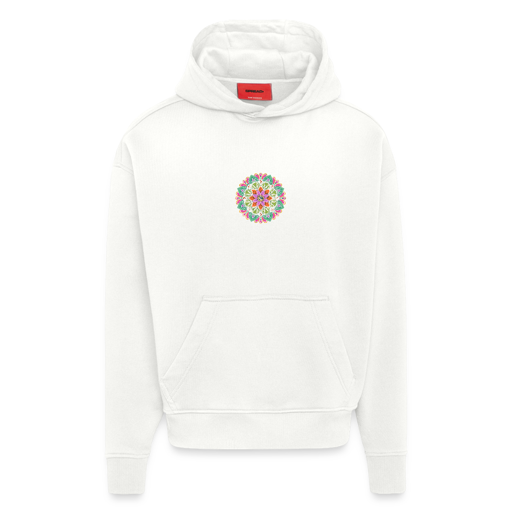 Heavyweight Oversized Organic Hoodie Made in EU mit Mandala Vibes Print - OFF WHITE
