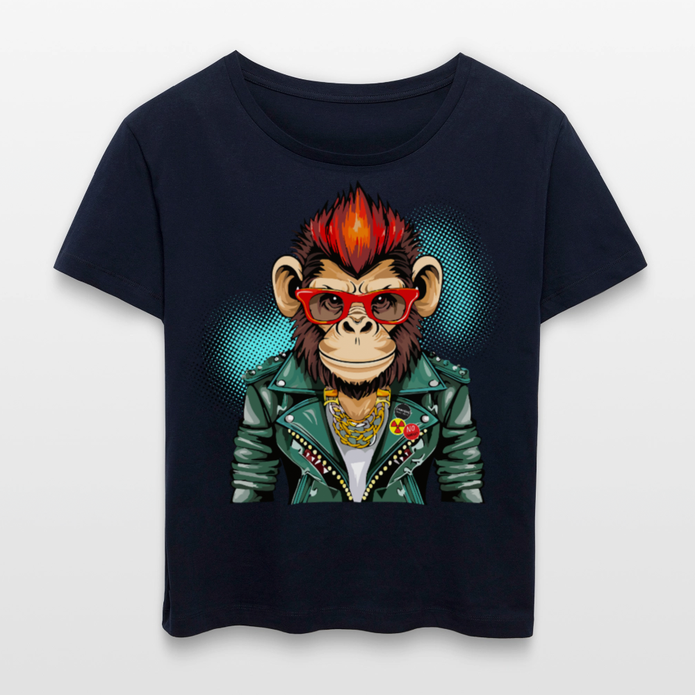 Frauen T-Shirt mit MONKEYPRINT - Navy