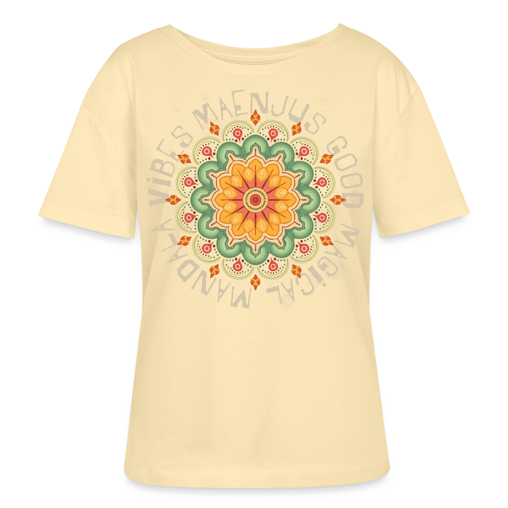 Rundhals Frauen Bio-T-Shirt mit Mandala Vibes PRINT - Creme