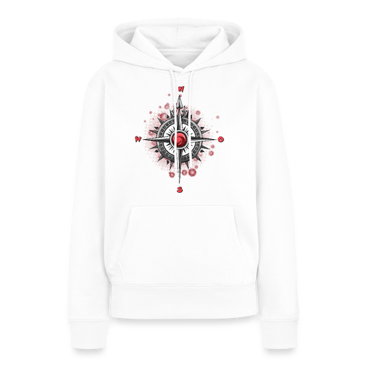 Frauen Premium Hoodie mit WINDROSE PRINT - Weiß