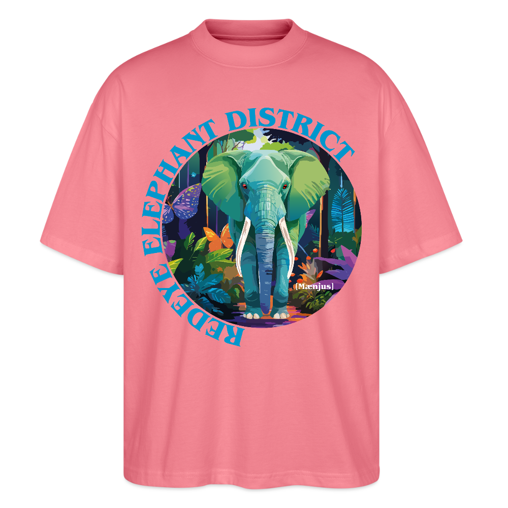 Oversized Unisex T-Shirt mit REDEYE ELEPHANT DISTRICT PRINT Vorderseite - Pink 