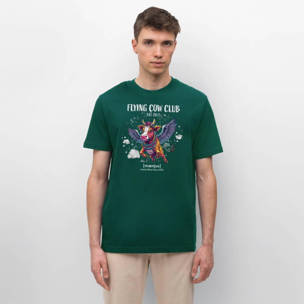 Unisex Bio-T-Shirt mit FLYING COW CLUB PRINT Vorderseite - Forest