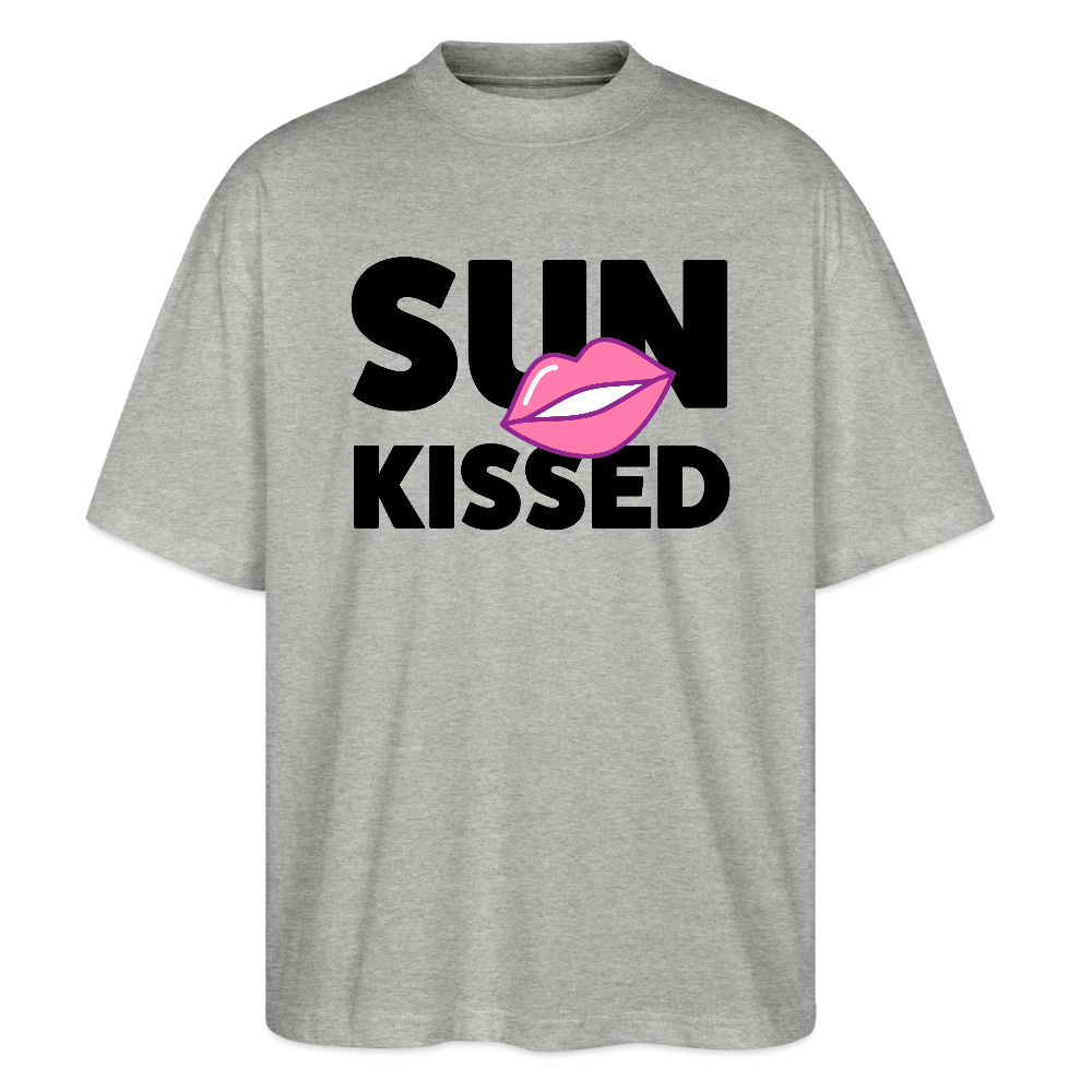 Oversized Unisex T-Shirt mit SUN KISSED PRINT - Grau meliert