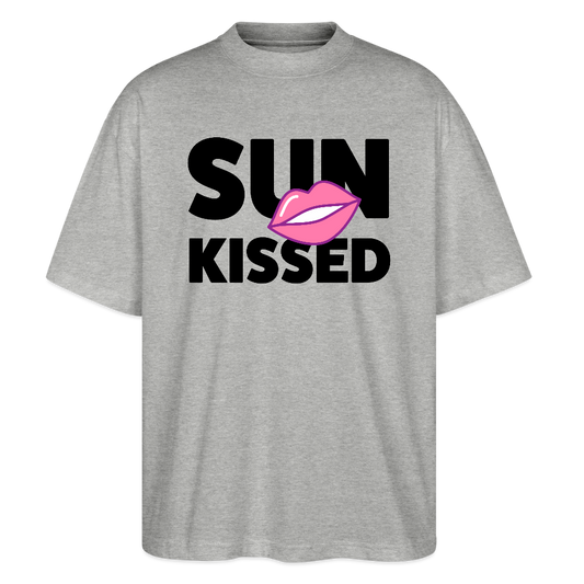 Oversized Unisex T-Shirt mit SUN KISSED PRINT - Grau meliert