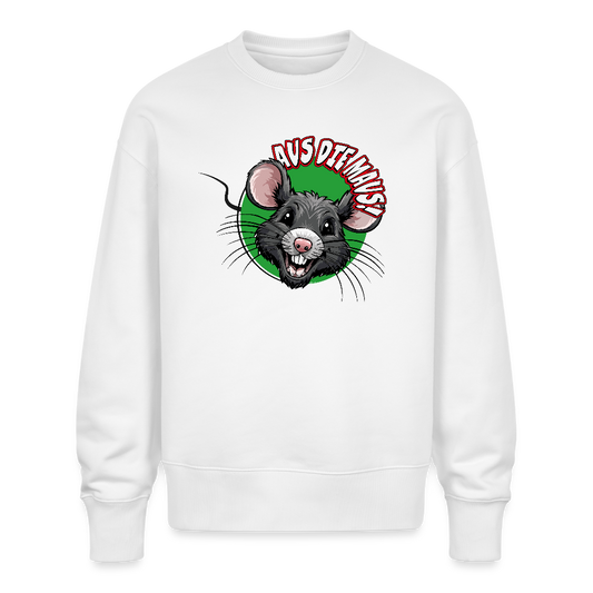Unisex Oversize Pullover mit AUS DIE MAUS PRINT - Weiß