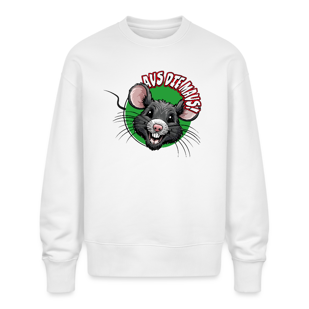 Unisex Oversize Pullover mit AUS DIE MAUS PRINT - Weiß