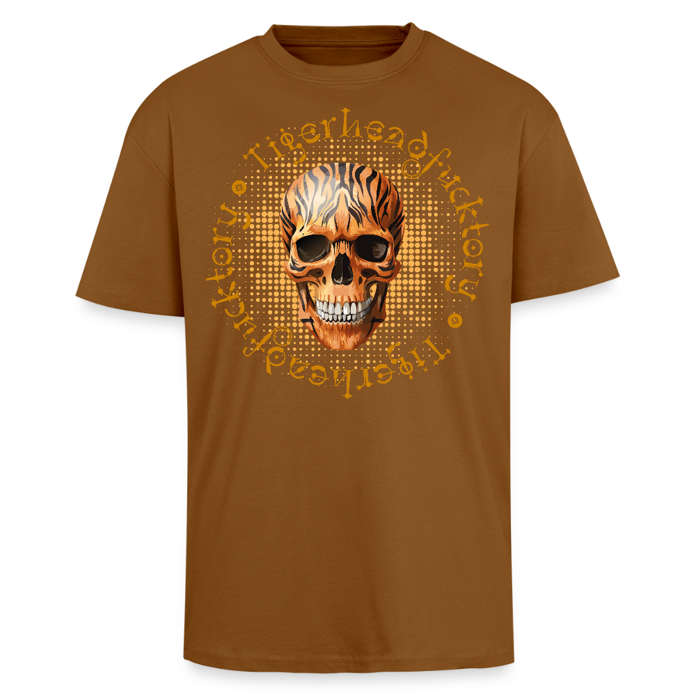 Heavy Oversize T-Shirt mit TIGERHEAD SKULL PRINT - Toffee
