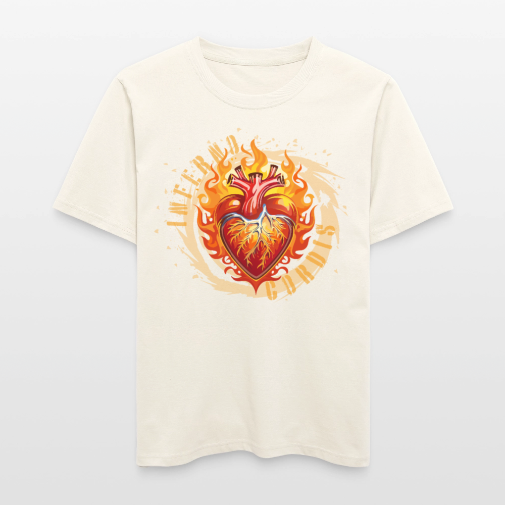 Unisex Bio-T-Shirt mit FEUERHERZ ORANGE PRINT - Naturweiß 