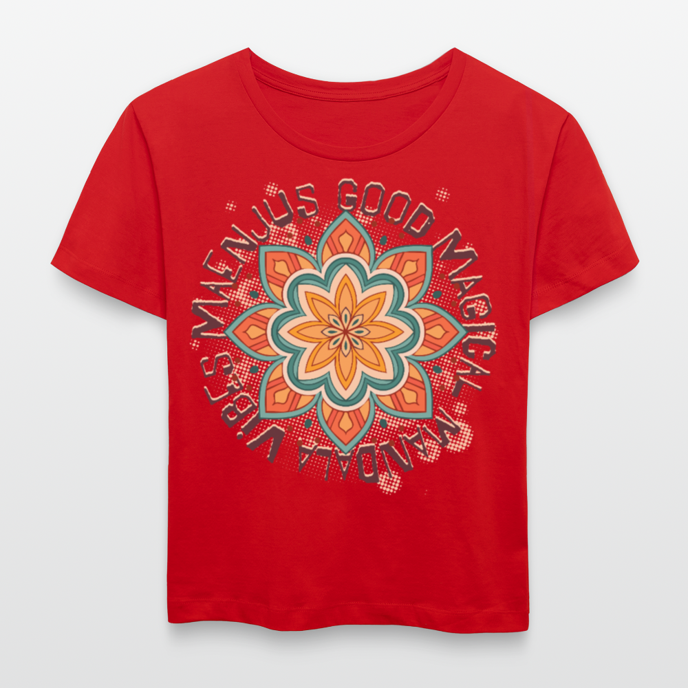 Rundhals Frauen Bio-T-Shirt mit Mandala Vibes PRINT - Rot