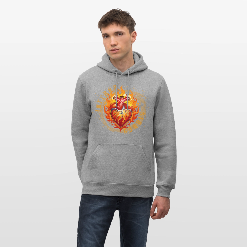 Unisex Bio-Hoodie mit FEUERHERZ PRINT - Hellgrau marmoriert