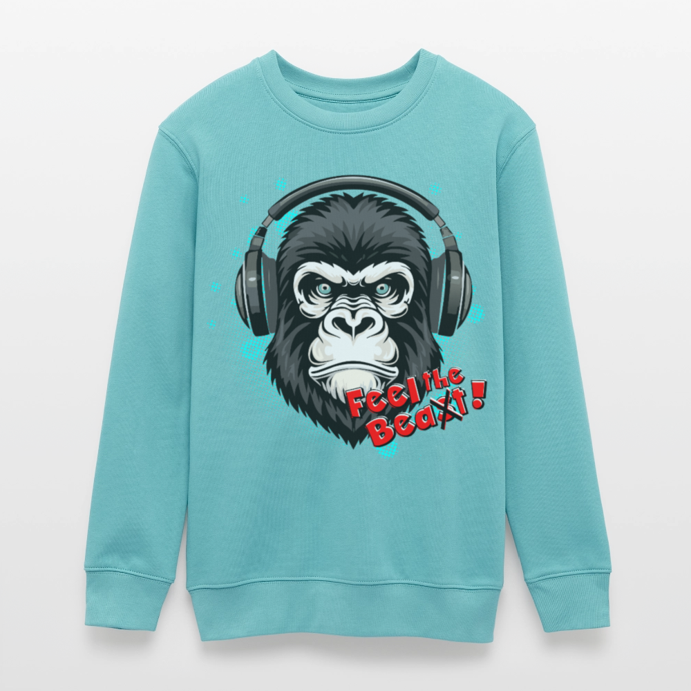 MNJS TEENS Bio Sweatshirt mit FEEL THE BEA(S)T PRINT - Pastelltürkis