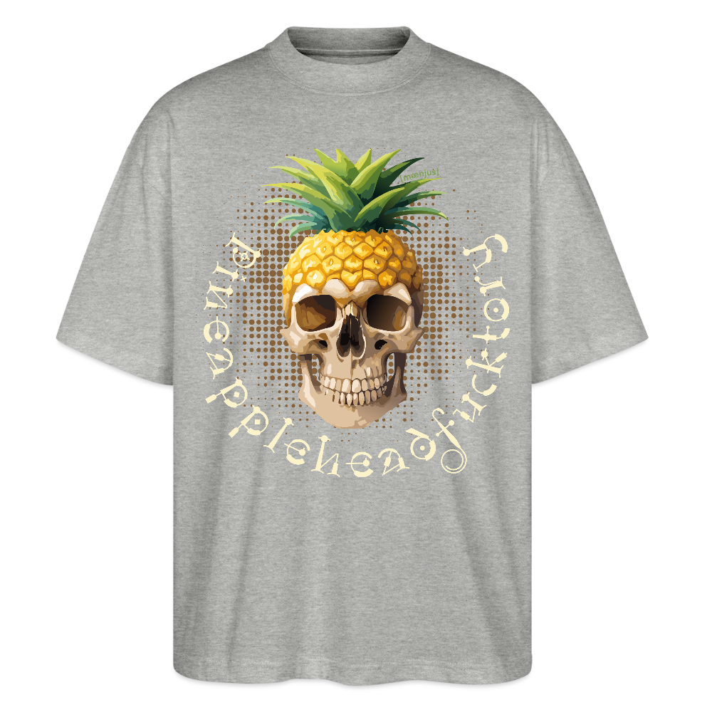 Oversized Unisex T-Shirt mit PINEAPPLE SKULL PRINT - Grau meliert