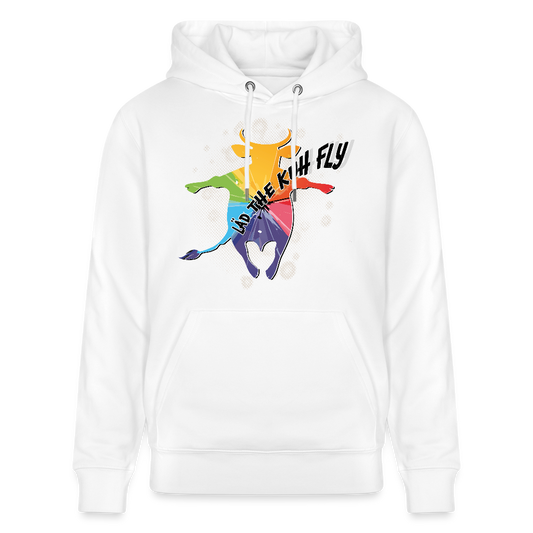 Unisex Hoodie mit LÄD THE KUH FLY PRINT - Weiß