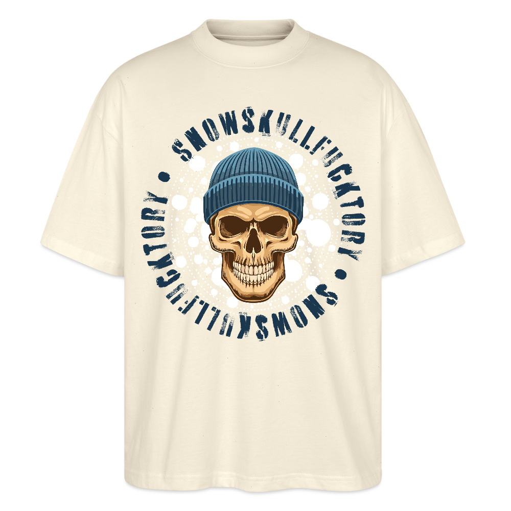 Oversized Unisex T-Shirt mit SNOWSKULL PRINT - Weißgrau
