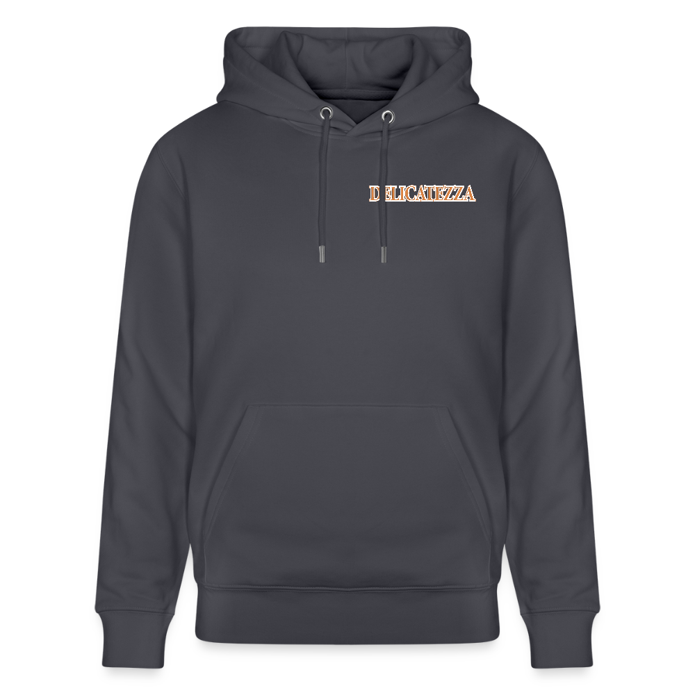 Unisex Hoodie mit DELICATEZZA SARDINE PRINT Vorder- und Rückseite - Indigoblau