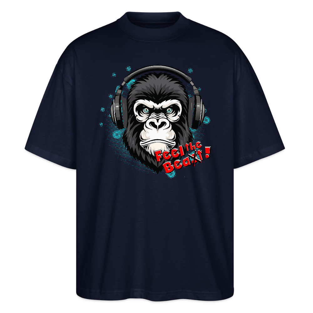 Oversized Unisex T-Shirt mit FEEL THE BEA(S)T PRINT - Navy