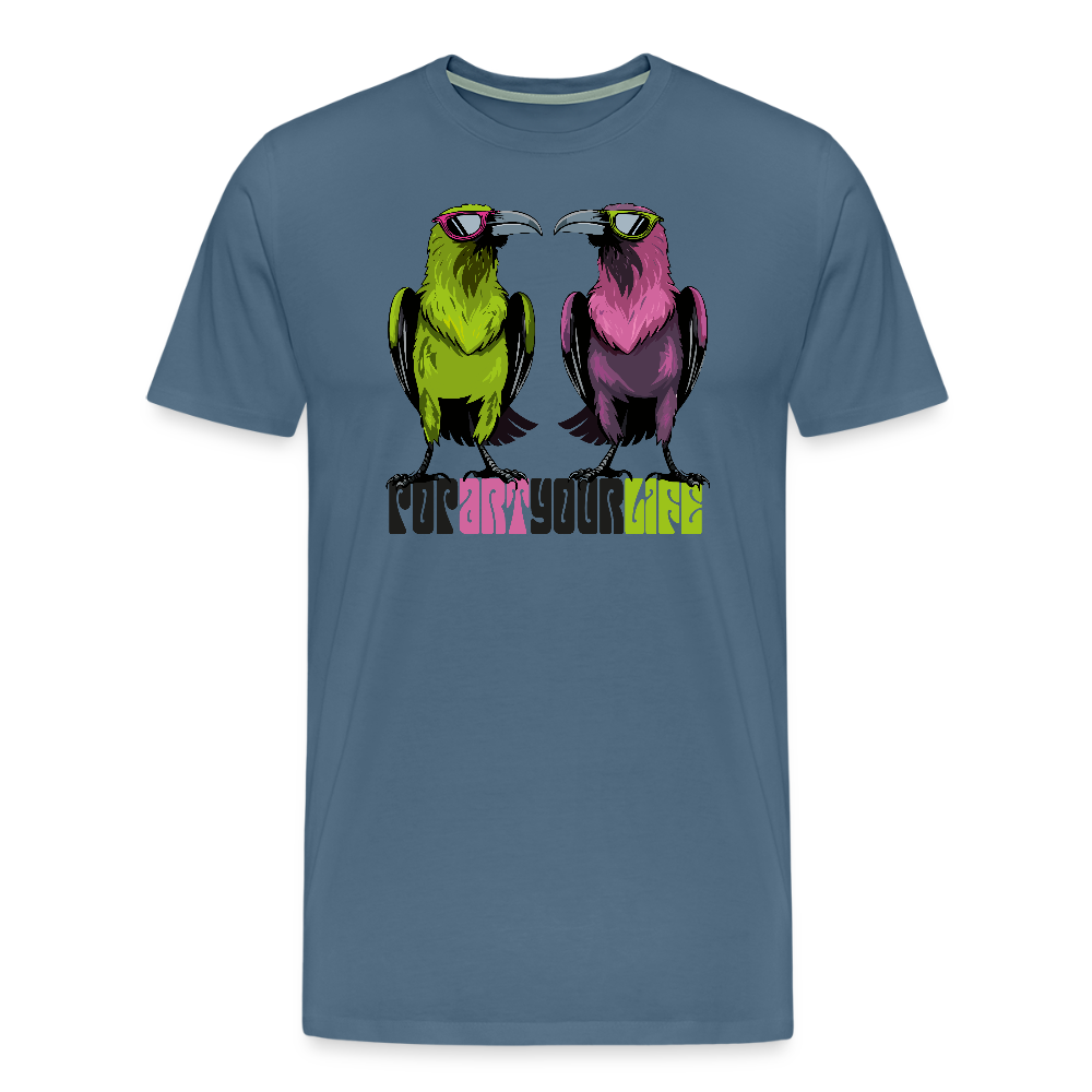 Männer Premium T-Shirt mit POPART YOUR LIFE PRINT - Blaugrau