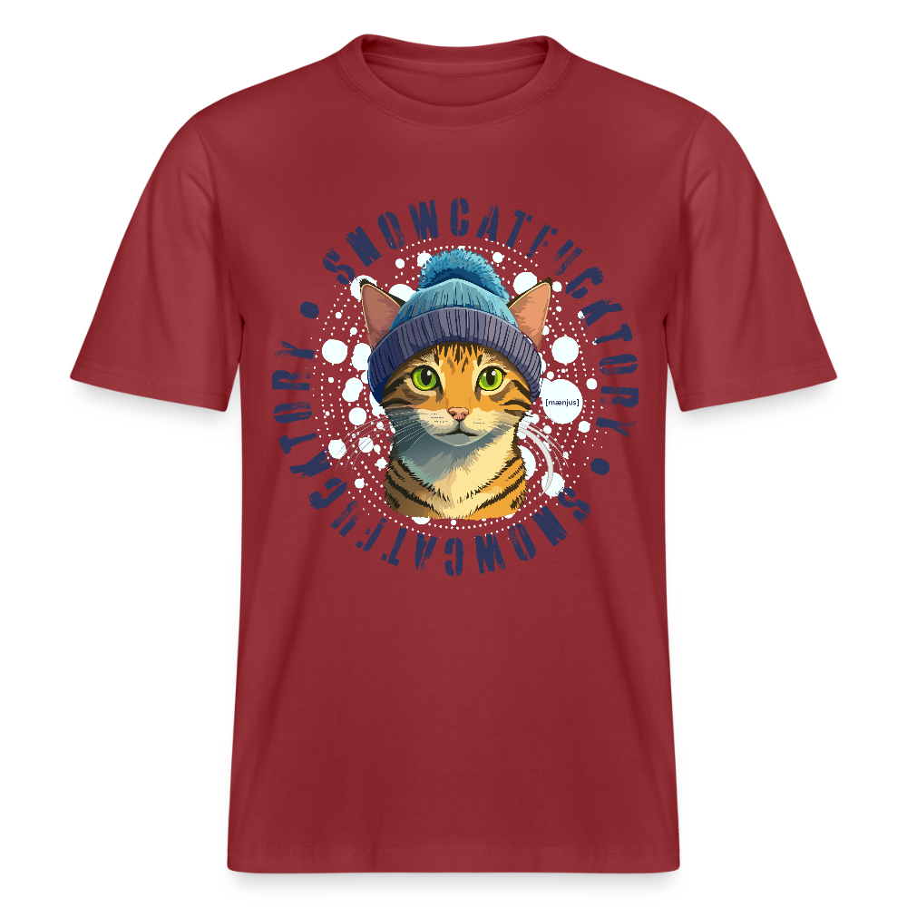 Unisex Bio-T-Shirt mit SNOWCATFUCKTORY PRINT - Erdrot