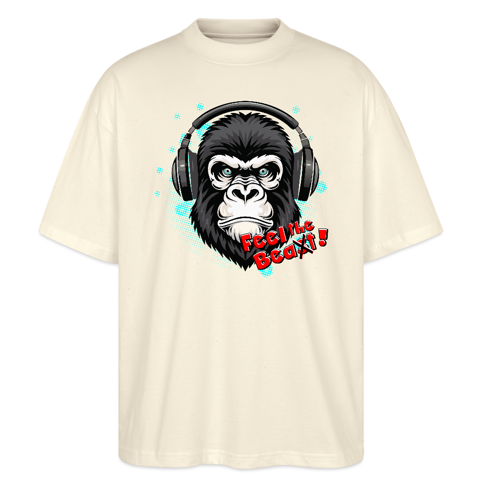 Oversized Unisex T-Shirt mit FEEL THE BEA(S)T PRINT - Weißgrau