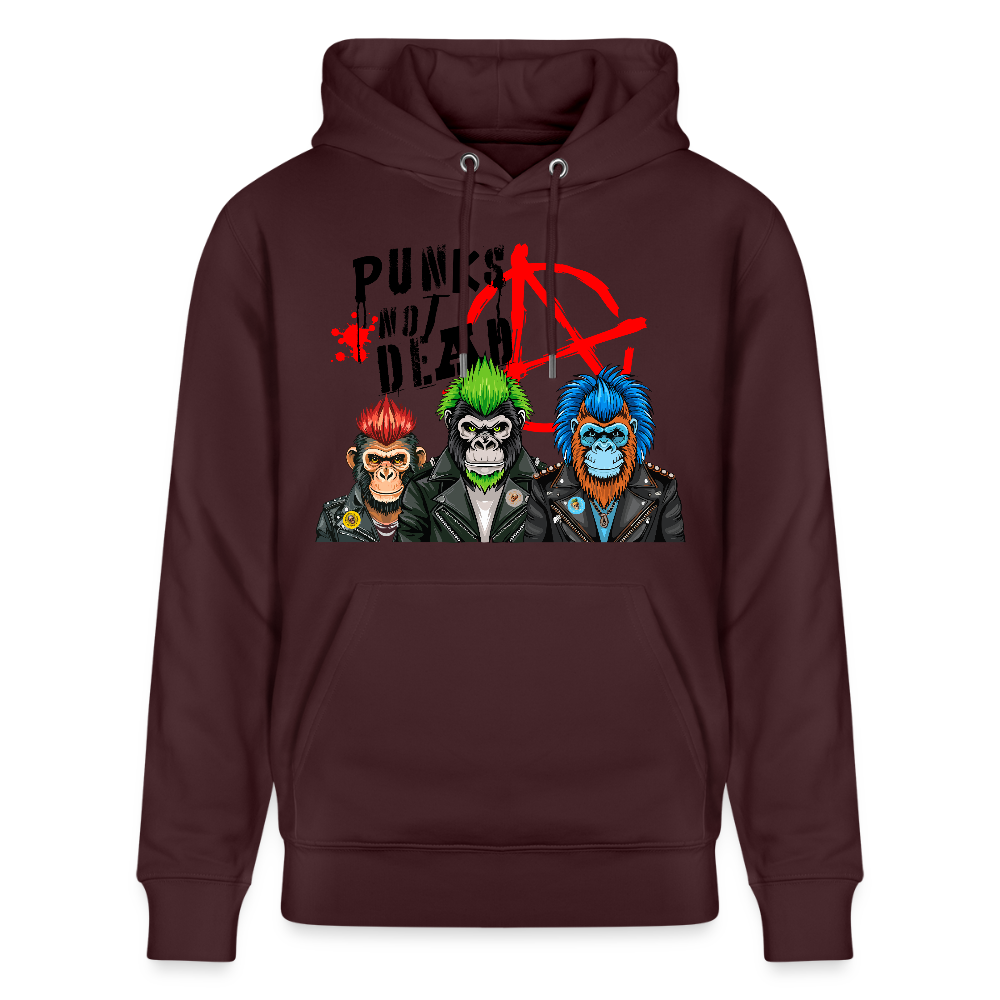Unisex Hoodie mit PUNKS NOT DEAD PRINT - Maroon