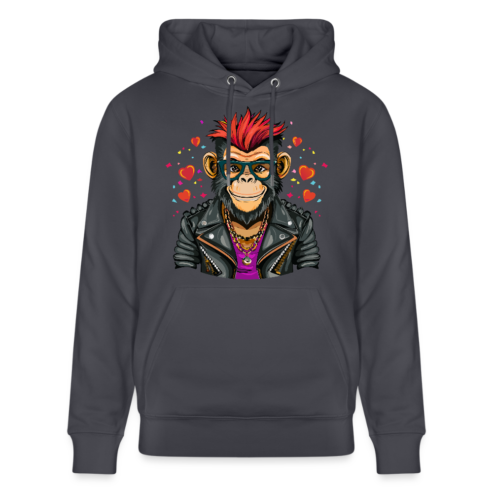 Unisex Hoodie mit MONKEY IN LOVE PRINT - Indigoblau