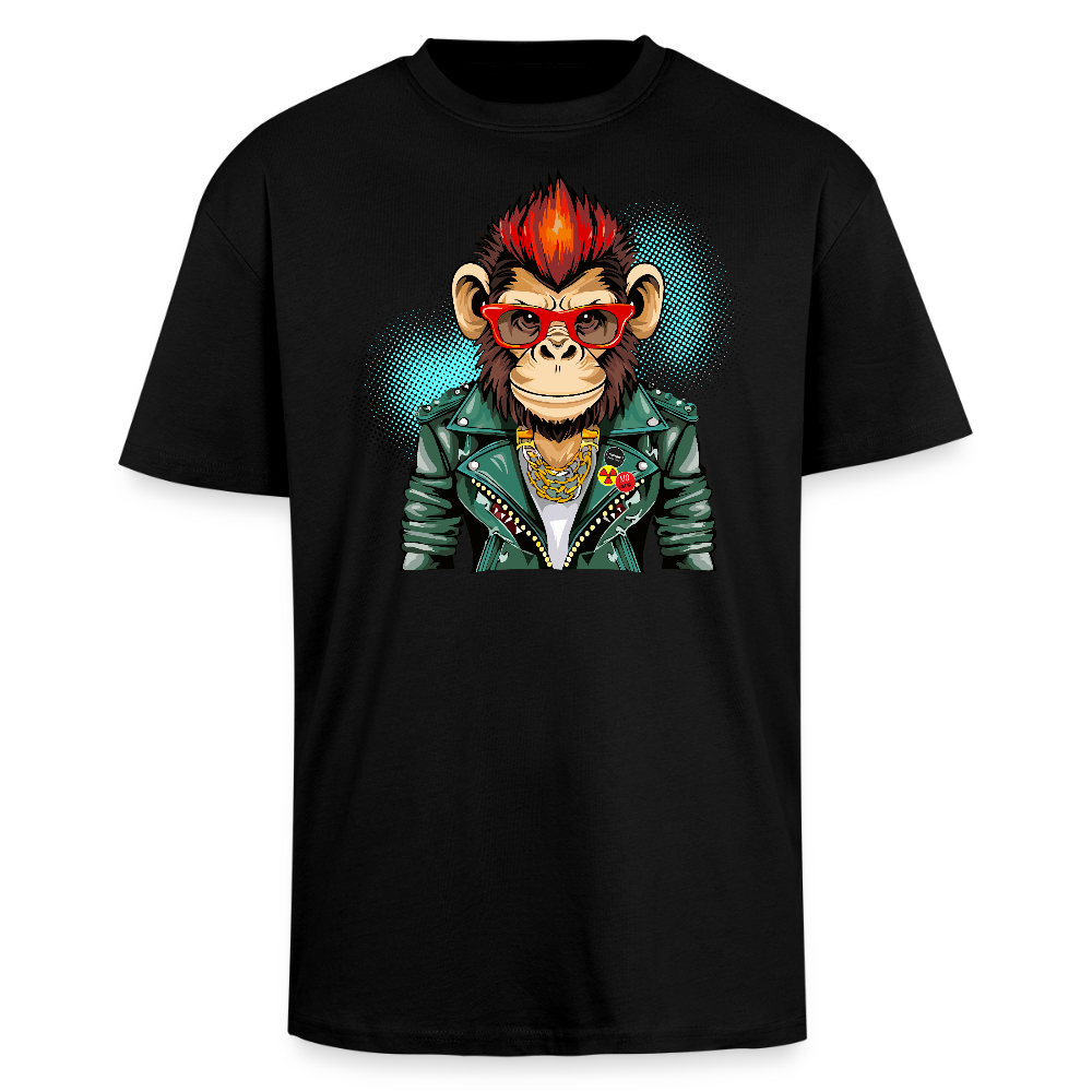 Heavy Oversize T-Shirt mit MONKEY PRINT - Schwarz