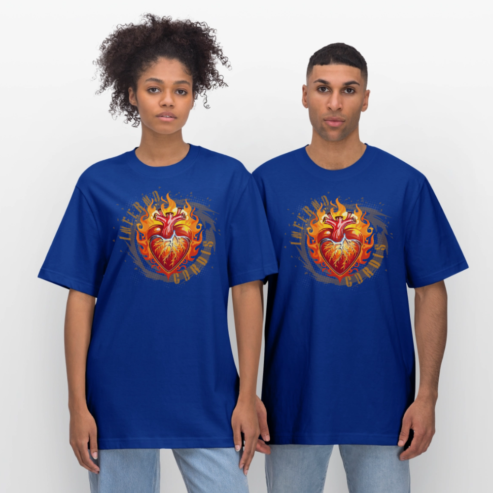 Unisex Bio-T-Shirt mit FEUERHERZ ORANGE PRINT - Dunkelblau